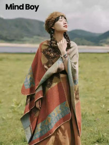 MIND BOY | Vintage Style Ethnic Travel Shawl Cape Extra Large