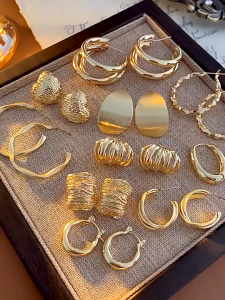 Fashion Minimalist Round Stud Earring Accessories Gold Stud Earrings Golden Fashion Stud Earrings