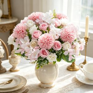 Artificial Flower Silk Rose Chrysanthemum Bouquet Wedding Outdoor Garden Arch Home Room Decor Festival Wreath Diy Gift Accessory