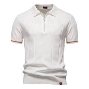 2025 New Summer Ribbed Knit Golf Polo Shirt for Men Breathable and Cool Brand Quality Mens Textured Sport Polo Shirts