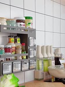 Multifunctional Wall-Mounted Condiment Storage Rack