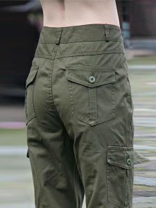 High Waist Slim Fit Cotton Work Trousers for Women Outdoor Casual Straight Leg Pants Spring Autumn Summer New Arrival