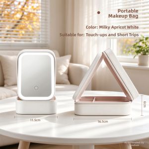 LIUZHE | Large Capacity Mirror Cosmetic Travel Case Portable Zoned Organizer