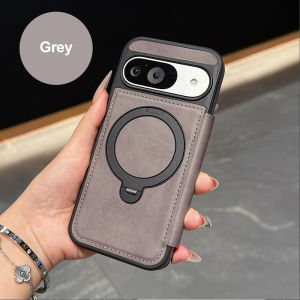 Luxury Magnetic Leather Wallet Magnet Bracket Case For Google Pixel 10 Pro XL 10A 9 Pro 9A 8 Pro Magsafe Ring Stand Holder Cover