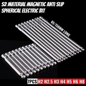 65-150mm 7Pcs Electric screwdriver head S2 Material magnetic anti slip spherical screwdriver Bit Set H2 H2.5 H3 H4 H5 H6 H8