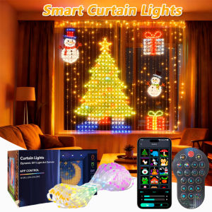 Smart RGBIC Curtain Lights LED Fairy Lights App Control Music Sync DIY Pattern IP67 Waterproof for Bedroom Backdrop Decoration