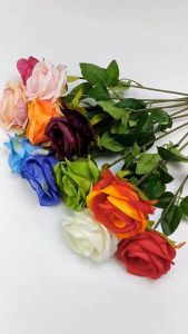 Rose Single Kain - 1 Tangkai Bunga Mawar Panjang 50 CM Satuan Kain Artificial untuk Hiasan Ruang Tamu Buket Kamar Cafe Rumah dan Dekorasi Wedding Pernikahan Pelaminan Artifisial Murah Import Berkualitas