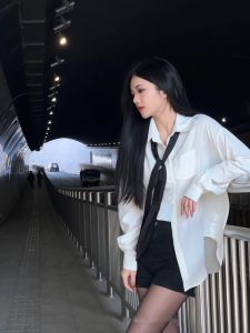 Spring 2025 Mens Loose Long Sleeve White Shirt Stylish Commuter Korean Style Quality Feel Button Detail Regular Fabric Blend