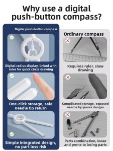 MONLEYTA | Digital Display Compass Student Exam Special Drawing Circle Multi-Function Scale Compass High School Creative Large Diameter Metal