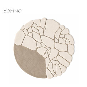 SoFINO | New Irregular Round Black Gray Luxury Italian Style Carpet