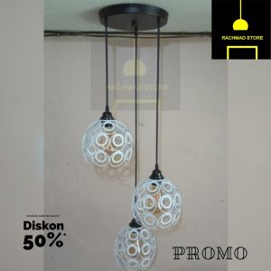 Lampu gantung / lampu hias minimalis tangga ruang tamu isi 3 bulat motif