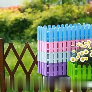 กระถางต้นไม้พลาสติก (สีขาวWhite) แบบรั้ว รูปทรงสี่เหลี่ยม สำหรับปลูกต้นไม้ ดอกไม้ พร้อมส่ง/2100