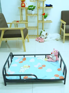 Metal Elevated Pet Bed Heavy Duty Steel Dog Bed With High Fence Iron Frame Washable Steel Cat Bed
