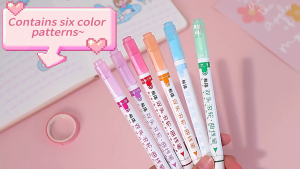 Geetoy 6PCS Creative Pen Marking DIY Paint Flower Frofile Pen Curve Highlighter Stationery Kids Toys