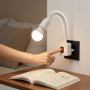E27 US Plug-in Flexible Rotating Lamp Base Adapter Lighting Parts LED Table Lamp Bulb Elongation Holder Socket for Home Lighting