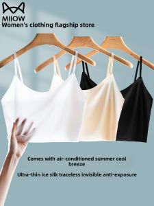 miiow | Ice Silk Thin One-Piece Small Strap Vest Womens Summer New Inner Match Tube Top Base Shirt Versatile Style Short Length Solid Color
