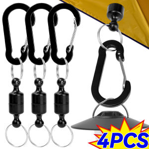 4PCS Strong Magnetic Hooks Keychain Outdoor Tent Canopy Carabiner Multipurpose Camping Light Hooks Ceiling Tent Fixer Hook