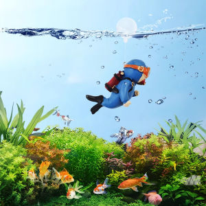 Digeo Aquarium Decor Fish Tank Floating Cute Decoration Diver Ornaments DIY Toy