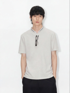 Jack Jones | Casual Commuter Style Letter Printing Henry Neck Polo Shirt