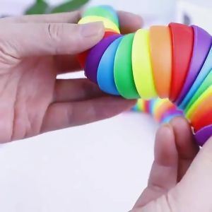 Baby Shine Mainan Caterpillar Fidget Slug Mainan Ulat Warna Warni Ulat Siput Finger Slug Toys Stress Relief Toy Penghilang Stress