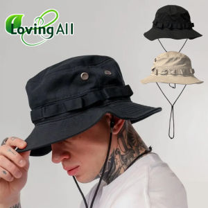 Four Seasons Cotton Solid Bucket Hat with Small Pocket Fisherman Hat Outdoor Travel Sun Cap for Men and Women