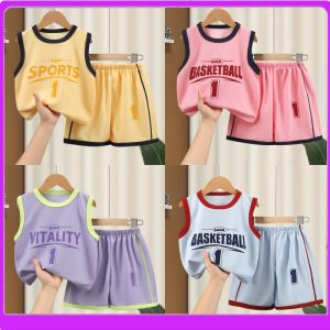 Casual Summer Outfit for Boys Baby Clothes Airy Sleeveless Set Loose Fit Childrens Fashionable Clothing Two-Piece Ensemble
