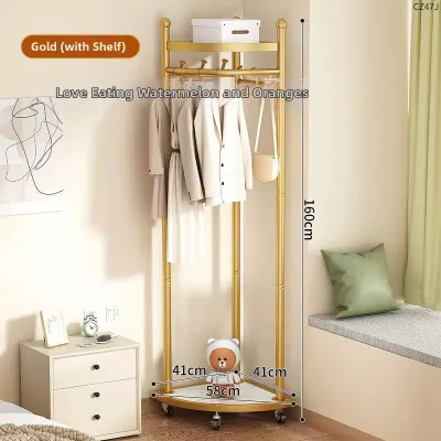 Corner Freestanding Coat Rack with Hangers and Storage