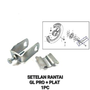 Setelan Rantai GL Pro (Harga Per 1 PCS) - Stelan Rante Anting Anting Chain Adjuster Arm Arem + Plat Honda GL Max Neotech Mega Pro Lama Megapro Hiu Mega Pro New Primus