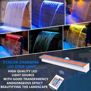 Adjustable RGB LED Strip Waterfall Spillway Light for Pool and Garden Decoration IP68 Waterproof Remote-Controlled