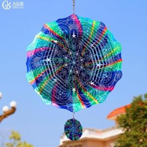 Scandinavian 3D Three-Dimensional Mandala Rotate Wind Chimes Three-Dimensional Pendant Three D Art and Rotating Stainless Steel Visual Ornaments