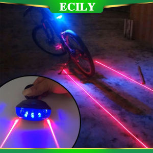 ECILY Waterproof Bicycle Cycling Lights Taillights LED Laser Safety Warning Bicycle Lights Bicycle Tail Bicycle Accessories Light