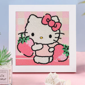 Kitty Cat Full Diamond Stickers Handmade Craft Kit for Girls Student Diamond Glue Art Cute Cartoon Mosaic Stick on Pictures