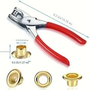 1 ชุด 1/4 นิ้ว Grommet ตาไก่ Plier ชุดตาไก่ Hole Punch คีมชุด 100 ตาไก่โลหะ grommet ชุดเครื่องมือสําหรับหนังผ้า