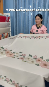 Waterproof Vinyl Tablecloths Heavy Duty Oil Proof Spill Proof Plastic Table Cloth Wipe Clean PVC Table Cover for Spring Indoor and Outdoor Use B-435