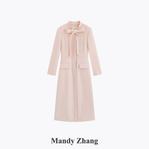 Pink Elegant Double-faced Wool Coat for Women Autumn Winter