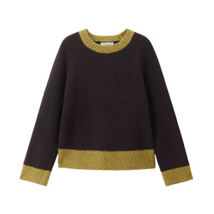 Designer Giordano Womens Knitted Sweater Wool Blend round Neck Spliced Color Winter Fashion Casual Straight Fit Long Sleeve