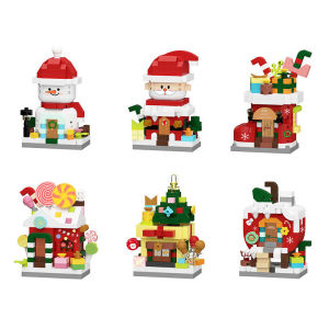 Christmas Santa Claus Candy House Snowman Micro Building Blocks Xmas Tree Decor Bricks Set Toys For Children Kids Gift