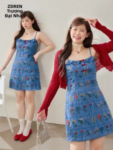 ZHANGDAREN | Đầm Dài Plus Size Giảm Cân Hoa Văn
