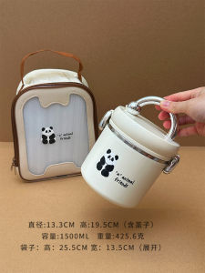 BaiChang Home Cute Bear Lunch Box with Handle Instant Noodles Bowl Student Dormitory Office Workers Handheld Bowl Stainless Steel