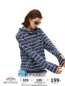 FPA | Stripe Design High End Casual Knit Hoodie