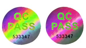 200/400pcs QC PASS Hologram Stickers with Black Random Numbers Shiny Laser Round Sticker for Quality Guaranteed Inspection