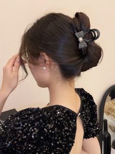 กิ๊บติดผมรูปผีเสื้อประดับมุกสไตล์หวาน AMUMU กิ๊บติดผมรูปฉลามขนาดกลางสำหรับผมครึ่งหัว ประดับเพชร เครื่องประดับผมแฟชั่น