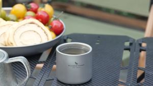 Boundless Voyage Titanium Cốc Hai Vách Titan Nhẹ Cốc Cắm Trại Titan Có Túi Đựng Để Đi Du Lịch Đi Bộ Đường Dài Sử Dụng Hàng Ngày Ti3045D