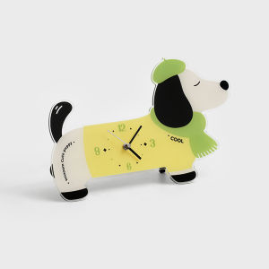Mandelda Creative Dog Shaped Table Clock Living Room TV Cabinet Decorative Item Desktop Display Clock Home Decoration Accessories