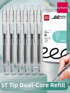 deli | Dual-core Speed Dry Fine Point Gel Pen Transparent Body Push Button Dual Tips