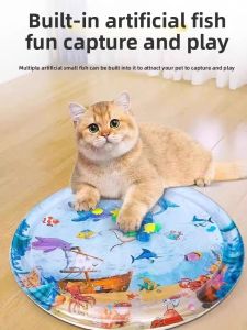 MONLEYTA | Thickened Inflatable Pet Water Mat Cat Toy Large Size Doggie Floatie Pad Cool Ice Mat Anti-Scratch Fish Toy For Cats And Dogs