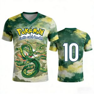 Bandai | Summer 2026 Pokemon Go Empty Seat "Sky Dragon" No.10 Football Themed 3D Printed Breathable T-shirt Adult Parent-child Top