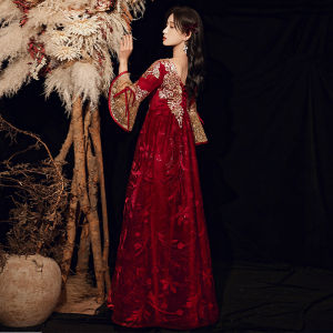 Chinese Style Maternity Wedding Dress Cover Belly Long Sleeve High Waist Gown for Engagement Parties And Weddings