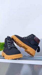 T&H BABIES Korean High Cut Leather Ankle Boots for Kids Girl Fashion Shoes Leather Boots for Boys and Girls