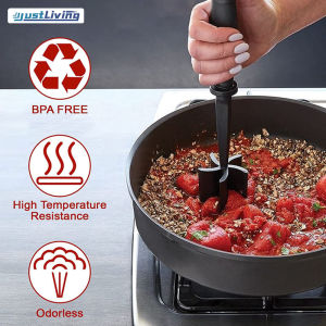 JustLiving 1PC Meat Chopper for Hamburger Premium Heat Resistant Masher and Smasher for Ground Beef Ground Turkey and More Nylon Ground Beef Chopper Tool and Meat Fork Non Stick Mix Chopper